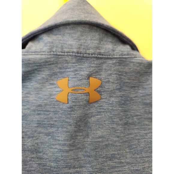 Under Armour Polo Shirt Mens Large Navy Blue Heatgear Loose Short Sleeve Golf - Picture 5 of 11